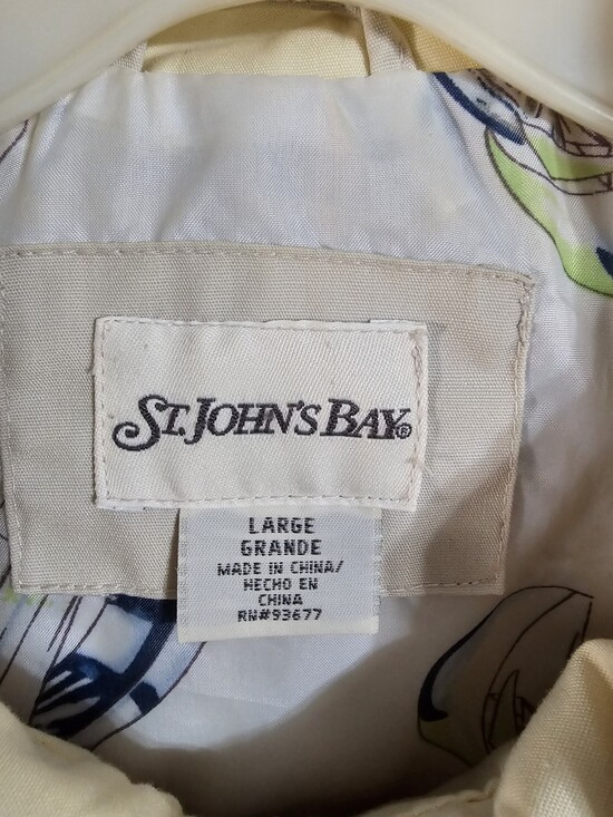 Vintage St Johns Bay Hooded Nautical Jacket Sailboat Lined Utility Coat L Rare - Picture 4 of 8